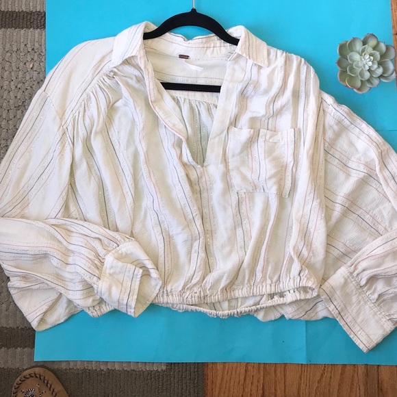 Sold Free People Metallic Balloon Sleeve Blouse - Picture 5 of 8